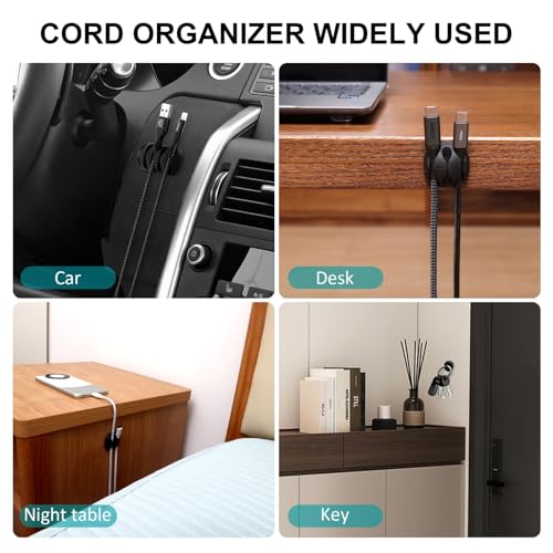 16Pack Black Desk Cable Management,Adjustable Cord Organizer Cable Clips,Cable Organizer for Cords Phone Charger/PC/TV,Ideal Cord Holder for Nightstand/Wall/Desk/Office/Home/Car - color: Black-16 Pack