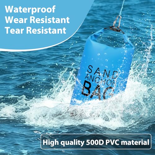 Phoncoo Sand Anchor Bag, 2 in 1 Jet Ski Anchor Kit for Float with Adjustable Buoy, Waterproof Dry Bag for Jetski, Kayak, Boat, Water Sports - color: Blue-1pack