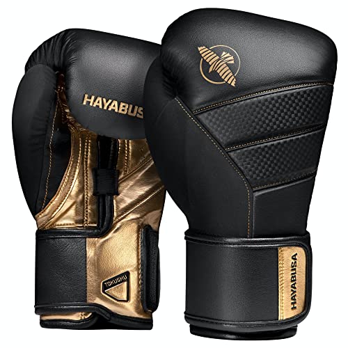 Hayabusa T3 Boxing Gloves - Sparring | Sparring Gloves, Muay Thai Gloves, Kickboxing Gloves, Heavy Bag Gloves, Boxing Gloves for Men and Women, Boxing Gloves - color: Black/Gold, size: 16oz