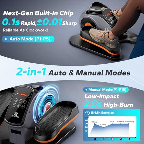 Under Desk Elliptical Machine, Ellipse Leg Exerciser As Seen On Tv While Sitting for Seniors, Pedal Exerciser with 15 Level Adjustable Resistance & 5 Auto Mode Fully Assembled Home Office - color: Black