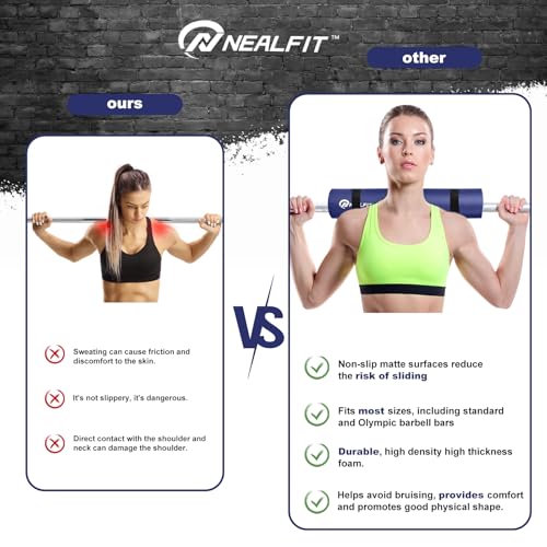 NEALFIT Barbell Pad Squat Pad for Squats—Squat Bar Pad—Great for Weightlifting,Lunges and Hip Thrusts—Foam Sponge Pad—Fit Standard and Olympic Bars Perfectly - color: Deep Purple