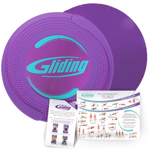 Gliding 9” Sliders for Working Out on Carpet Floors, 1 Pair + 4 Videos | The Original Exercise Sliders - color: Purple (Carpet)