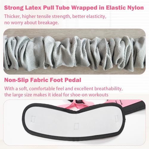 Pedal Resistance Band with Handle, 6-Tube Elastic Foot Pedal Resistance Band, Natural Rubber Ankle Puller Sit-up Exercise, Multifunction Fitness Band for Abdomen, Waist, Arm, Leg Stretching Training - color: Upgraded-Grey Pink