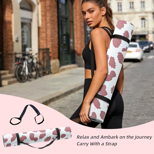 ILILI Yoga Mat Leopard Print Yoga Mat 8mm, Suede & TPE Thick Exercise Mat, Workout Mat for Women Men, 72''x25'' Fitness Mat with Strap for Home Gym, Yoga, Pilates, Stretching - color: Pink