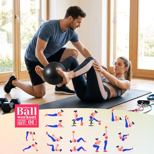 4 Pcs Small Exercise Pilates Ball Bulk 9 Inch Mini Yoga Balls Anti Burst and Slip for Stability, Fitness, Physical Therapy, Stretching & Core Workout at Home Gym Office Class - color: Black,Gray
