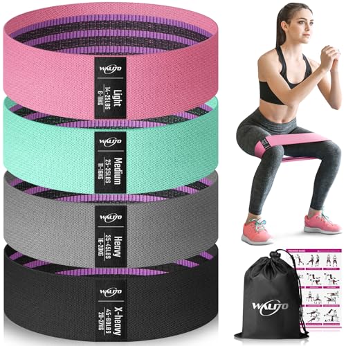 WALITO Resistance Bands for Working Out, Fabric Exercise Bands for Legs and Butt, Workout Bands for Women and Men, Booty Band for Yoga Starter Set, Pilates, Rehab, Fitness and Home Workout - color: 4.Pink,Aqua,Grey,Black