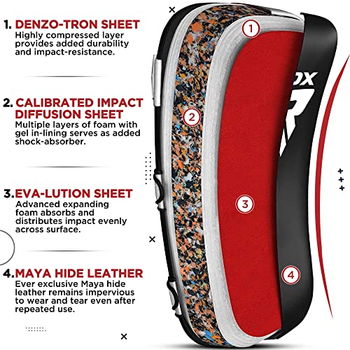 RDX Muay Thai Pad for Training, Curved Kickboxing Kicking Strike Shield, Coaching Kick Boxing, MMA, Martial Arts, Karate, Taekwondo, Punching, Foot, Knee and Elbow Target - color: White