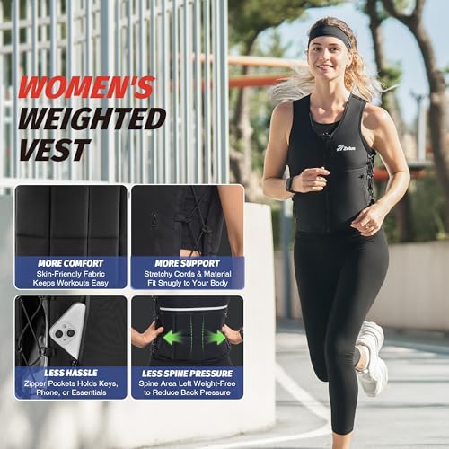 ZELUS Weighted Vest Woman, Adjustable Weighted Vest 1-10lb/ 1-15lb with Removable Z-Fit Soft Iron Weights, for Weight Loss Running Walking Rucking Strength Training, Reflective & Pocket Design - size: 10LB&M