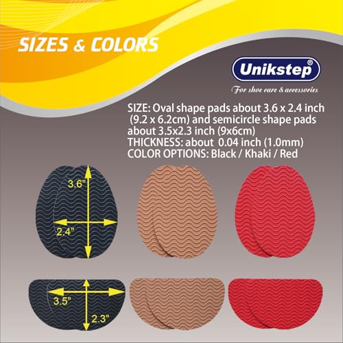 UNIKSTEP 6 Pairs (12 Pieces) Shoe Sole Non Slip Pads, Anti Skid Self Adhesive Rubber Grips, Shoe Bottom Front Sole and Heel Noise Reduction Protector Cushions (Red with Wave Pattern) - color: Red With Wave Pattern