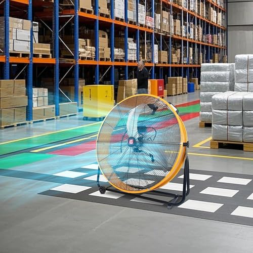 30" Industrial Drum Fan - Adjustable Floor Fan with14000 CFM High Velocity 3-Speed, Portable Air Mover for Warehouse, Garage, Workshop, Farm & Gym Ventilation