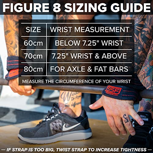 SERIOUS STEEL FITNESS Red Figure 8 Lifting Straps | Deadlift & Strongman Axle Straps - 3 Sizes - color: Black, size: (70 CM - 7.25" Wrist or More)