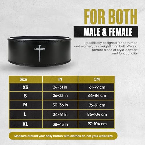 Christian Lever Weight Lifting Belt- 10mm Thick Leather Weightlifting Belt for Men & Women- Durable Leather Weight Belt for Men- High Strength Powerlifting Belt- Squat Belt, Deadlifting Belt | Faith Lever Weight Belt for Men, Secure Steel Lever Buckle, Du