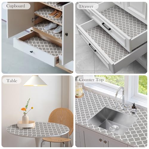 Drawer and Shelf Liner, Non-Slip Kitchen Cabinet Liners Non-Adhesive Thick Strong Grip Waterproof Washable Mats Protect Dresser Shelves Cupboard Bathroom Cabinets, Gray, 12 in X 10 FT - color: Gray, size: 11.8"W x 118"L