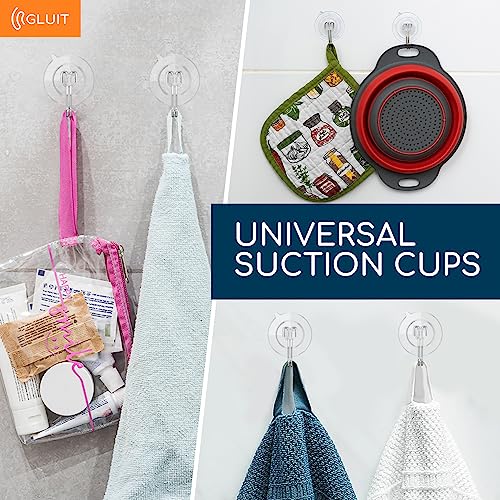 GLUIT Suction Cup Hooks - Utility Hook Wall Hangers for All Purposes Stainless Steel Removable Small Suction Cups for Kitchen Bathroom Shower Wall Window Glass Door 3 lbs (14 Suction Hooks) - size: Small, 14 pcs