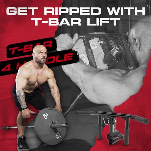 Yes4All Exercise Machine Adjustable T Bar Row Attachment, D Row Handle/Landmine Handle Attachment with Textured Rubber Handles - color: I. Black - T Bar 4 Handles Adjustable