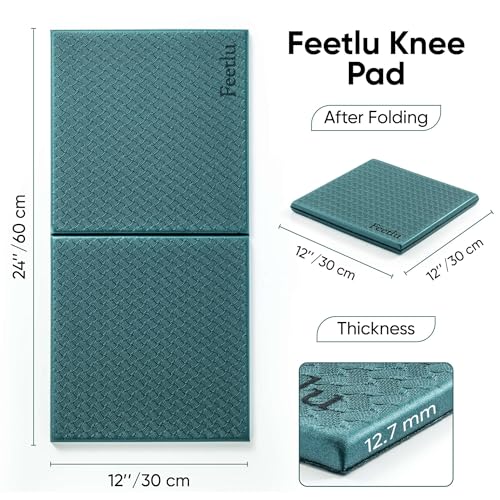 Yoga Knee Pad Cushion Exercise Knee Pad Folding, 1/2" Thick 24"x12" Eliminate Pain During Yoga or Exercise Workout– Extra Thick Padding& Support for Yoga Pilates, Fitness Exercise - color: Green