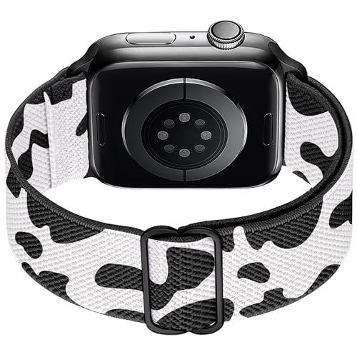 Stretchy Nylon Loop Bands Compatible with Apple Watch 38mm 40mm 41mm 42mm 44mm 49mm Adjustable Soft Elastics Strap Compatible with Apple Watch SE Ultra iWatch Series 8/7/6/5/4/3/2/1 (Cow, for - color: 2-Cow, size: 38mm/40mm/41mm/42mm(Series 10)