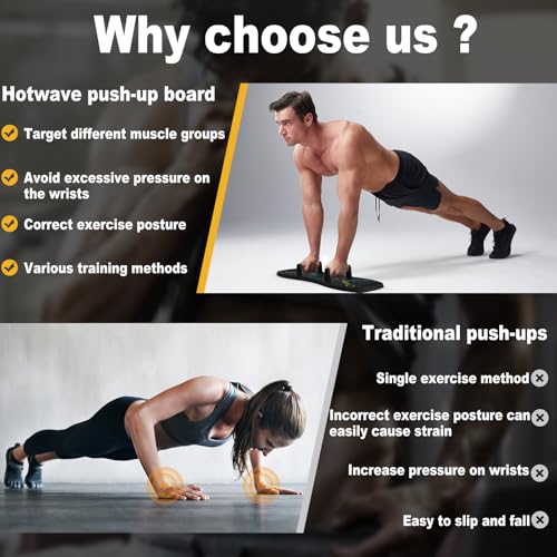 HOTWAVE Push Up Board, Portable Pushup Board for Men, Foldable Push Up Bar | Multifunctional Pushup Handles for Floor, Strength Training Equipment for Home Gym, Suitable for Beginners and Teenagers - color: Black-Orange