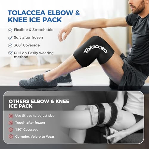 Elbow and Knee Ice Pack - Cold Ice Sleeve with Reusable Gel & Cold Therapy Compression for Knee, Shin Splints, Calf Strain, Flexible Ice Pack forTennis Elbow, Tendinitis(Small (Pack of 1), Black) - color: Black, size: Small