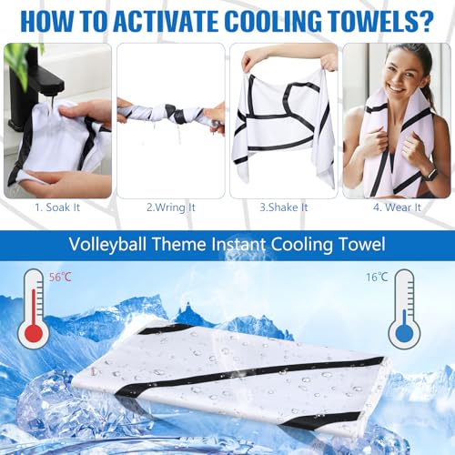 Hahafelt 24 Pcs Team Gifts, Including 12 Cooling Towels, 12 Drawstring Backpack Sports Party Favor for Teens Players Athletes Gifts Sport Supplies - style: Volleyball Style