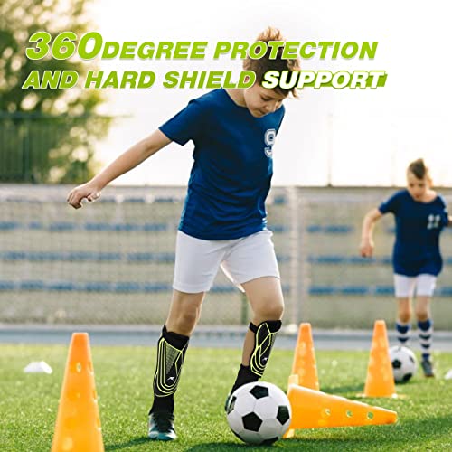 Soccer Football Shin Guards with Ankle Protection, Super Protective Flexible Low-Profile Adult,Youth, Junior - size: Large