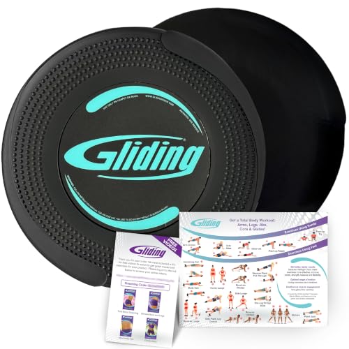 Gliding 9” Sliders for Working Out on Carpet Floors, 1 Pair + 4 Videos | The Original Exercise Sliders - color: Black (Carpet)