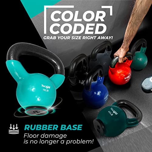 Yes4All Kettlebells Rubber Base, Kettlebell Set for Women, Strength Training Kettlebells Weights (10-65 lbs) - color: B. 10LB - Mint