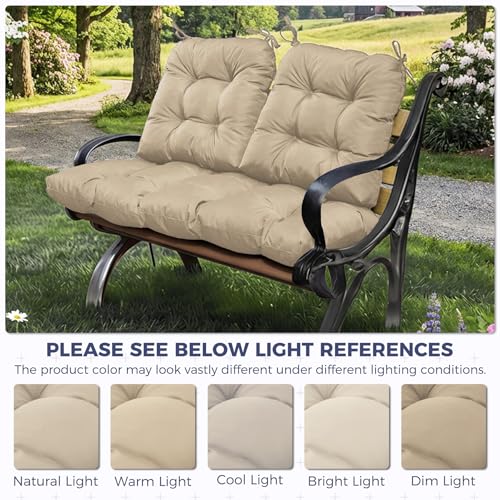 Wicker Chair Cushions of 3 Pieces, Waterproof Cushions for Patio Furniture, Tufted Wicker Outdoor Furniture Cushions, 1 Patio Loveseat Cushion and 2 U-Shaped Cushions, 44"x19"x5", Beige - color: Beige