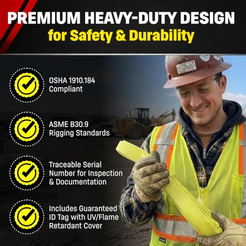 DD Sling 1 Inch x 12 Foot Nylon Lifting Sling – USA Made, 3,200 lb Vertical, 2,600 lb Choker, 6,400 lb Basket – 2-Ply Heavy Duty 900 Webbing, Type 4 Twisted Eye & Eye Rigging Sling, Safety Orange - size: 1" x 12'