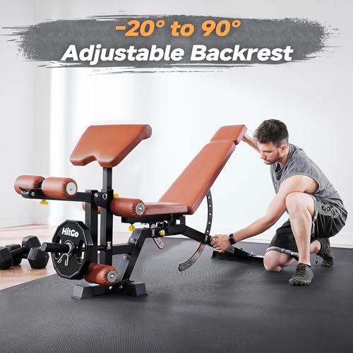 Adjustable Weight Bench with Transport Wheels for Home Gym - color: Full - Black/Brown