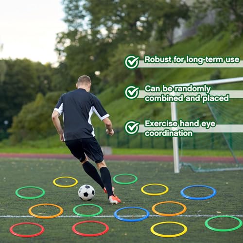 Deekin Agility Rings Speed and Agility Training Rings Exercise Speed Circle Jumping Hoops for Training Toss Equipment - color: Multicolored, size: 15 Inch