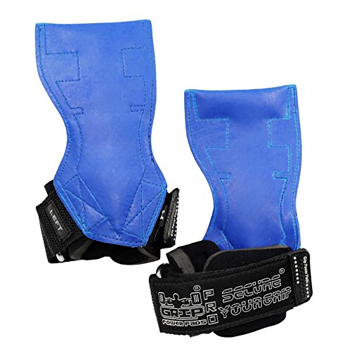 Lifting Grips PRO Weight Gloves Heavy Duty Barbell Gymnastics Straps Alternative to Power Hooks Deadlifts Adjustable Neoprene Padded Wrist Wrap - color: Blue Rubber, size: Small 5.0"-6.40" Wrist Size