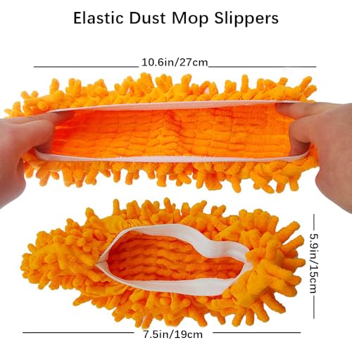 2 Pcs Orange Color Mop Slippers,Mop Pads for Floor Cleaning Microfiber Cleaning Soft Washable House Slipper - color: Orange Color