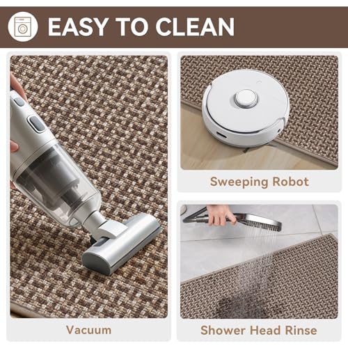YDKGL Door Mat 31x47, Dirt Resistant and Absorbent, Non-Slip Rubber Backing Floor Mats, Easy Clean Low-Profile Doormat for Entryway, Front Door, Inside Entrance Brown - color: A- Brown, size: 31"x47"