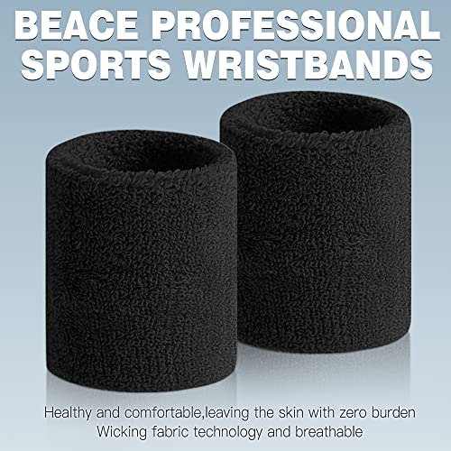 BEACE Sweatbands Sports Wristband for Men & Women - Moisture Wicking Athletic Cotton Terry Cloth Sweatband for Tennis, Basketball, Running, Gym, Working Out - color: Pink