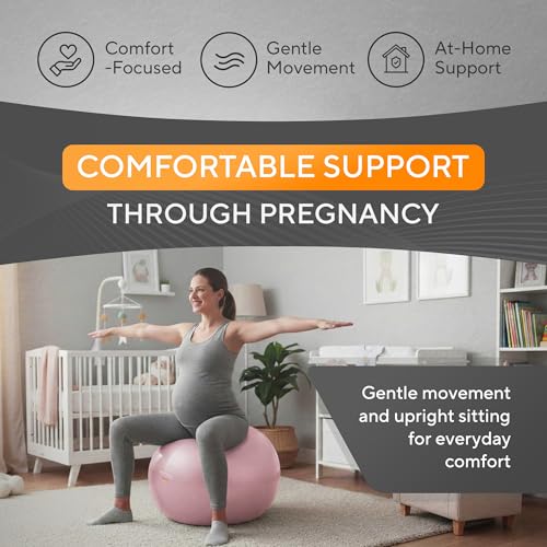 Exercise Ball – Yoga Ball for Pilates & Fitness - Birthing for Pregnancy, Stability, Core, Balance, Therapy for Physical Rehab, Workout for Home Gym & Office Chair, Fast Pump Included - color: Pink, size: M (for Height 4'8" - 5'3")