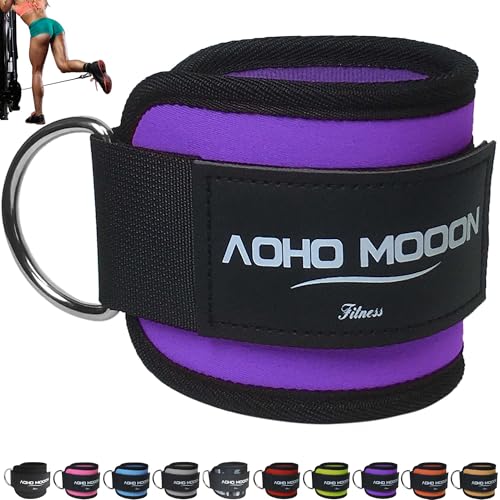 AOHO MOOON Ankle Strap (1 Pieces) for Cable Machine Women - Gym Workout Leg Strap, Premium Padding Ankle Cuffs, Glute Kickback Exercises Equipment, Pulley Attachment, One Size Fit All - color: Purple
