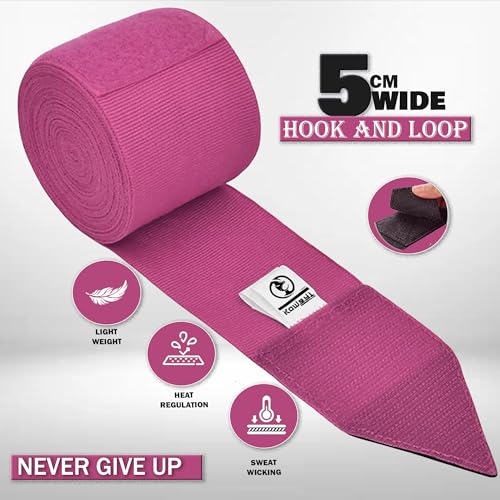 KOMBAT USA 180" Boxing Wraps for Men & Women – Hand Wraps for Boxing Gloves, Muay Thai Wraps, Vendas para Boxeo, Thumb Loop, MMA & Kickboxing Hand Wraps Boxing Training Gear - color: Pack of 3 Pink