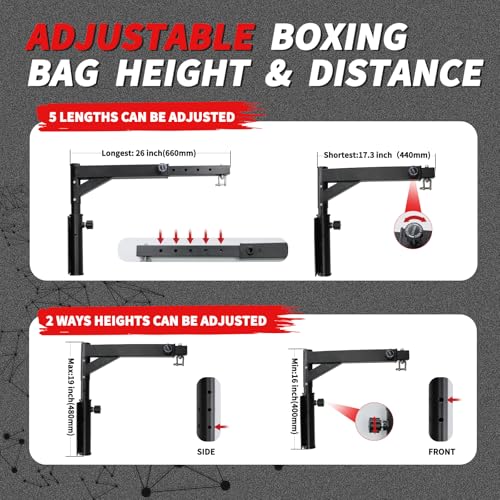 Heavy Bag Hanger Wall Mount Punching Boxing Bag Bracket Tube,Heavy Duty Adjustable Length & Height for Boxing, Taekwondo, Muay Thai Bags,for Home Gym Installation - color: square