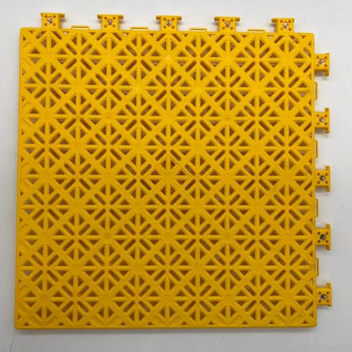 TRAX FLOOR Elegante Garage and Sport Court Tiles, 12" Interlocking Grid, 50-Pack, Covers 50 sq ft, Slip-Resistant, Self-Draining Polypropylene Modular Flooring (Lemon Yellow) - color: Lemon Yellow