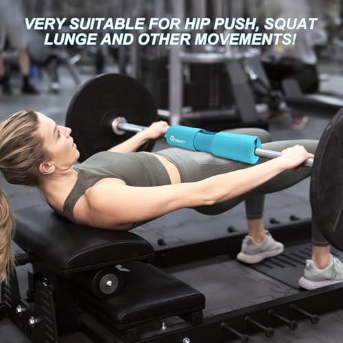 NEALFIT Barbell Squat Pad with Thick Nylon Padding, Hip Thrust Pad for Squats, Lunges, Neck Shoulder Squat Pad for Olympic or Standard Bars - color: Blue