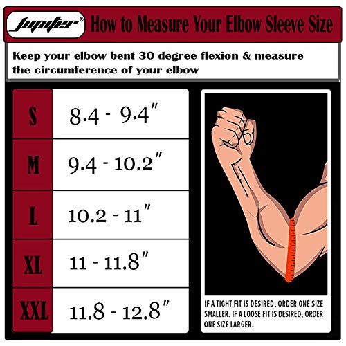 Jupiter Elbow Sleeves (Pair),Support for Squat,Weightlifting,Powerlifting,Basketball and Tennis,5mm Neoprene Compression Brace for Both Women and Men (Small) - size: Small