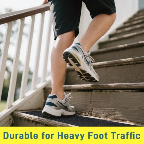 Anti Slip Tape, 6 Inch x 16 Ft Grip Tape for Stairs Outdoor/Indoor, Waterproof Non Skid Roll for Stair Treads Non Slip, High Traction Friction Abrasive Adhesive Stair Steps - Black - color: Black, size: 6" x 16'