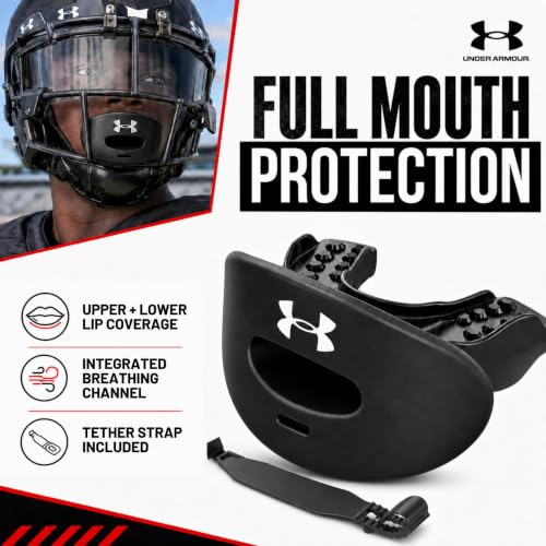 Under Armour Football Lip Guard - Mouthpiece with Strap, Full Mouth Protection for Braces - Black Camo - color: Black Camo