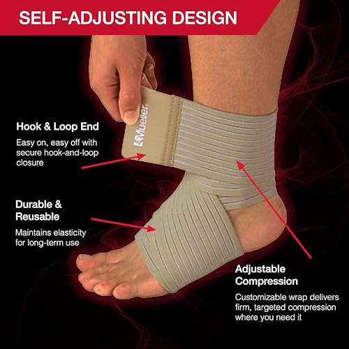 MUELLER Sports Medicine All-Purpose Support Wrap for Men and Women, Adjustable Compression for Joint and Muscle Support, Beige - size: Extra Long (Pack of 1)