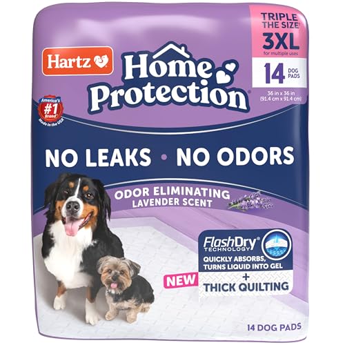Hartz Home Protection Super Absorbent Odor Eliminating Lavender Scented No Leak Dog Pads, 3XL 14 Count - size: 3XL 36 x 36 (14 Count)