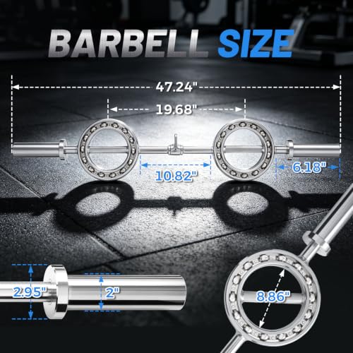 47” Chrome Steel Rotating Tricep Bar, 500LB | Eye-shape bar with 25mm knurled rotating handles, 2-inch Olympic plate fit, and cable machine compatibility