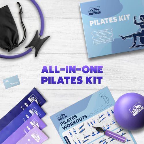 Pilates Ring and Ball Set, at Home Pilates Kit with 14" Exercise Ring, Mini Ball
