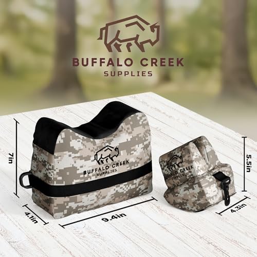Buffalo Creek Supplies All Weather Durable Front and Rear Shooting Rest Bags, Rifle Rest Sand Bag for Bench Rest Shooting, Hunting, Target & Competitive Sports Shooting-Unfilled - color: Desert Digital