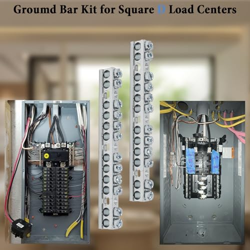 Ground Bar Kit for Square D 2 Pack | 12 Terminal Grounding Bar Compatible with Schneider Electric Load Centers - size: 12 Terminal